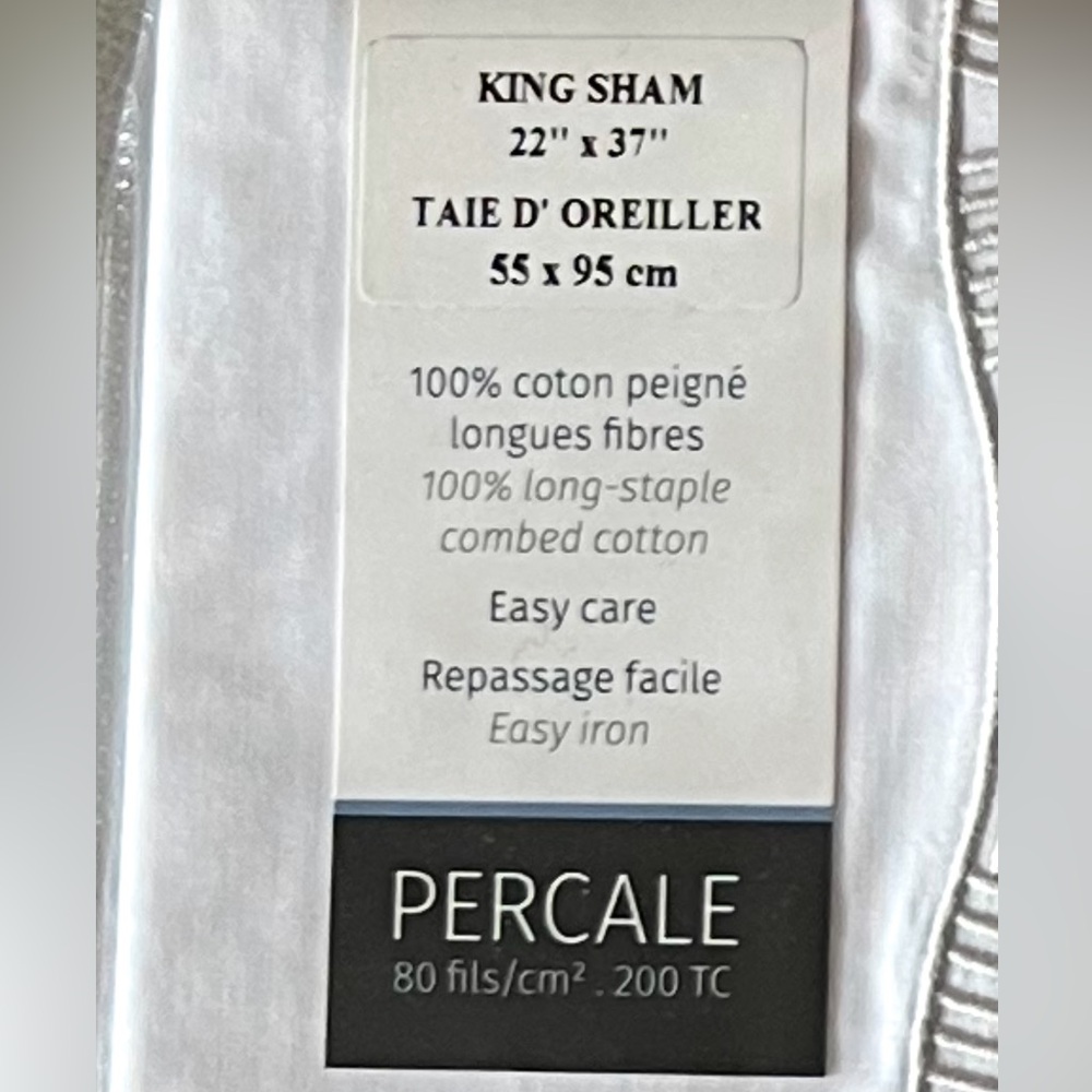 Magnolia Anne de Solène King Pillow Sham - White with Silver Design - Picture 3 of 7